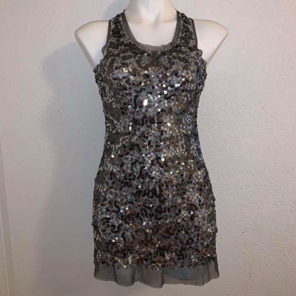 Black and Silver Sexy Sequins Dress